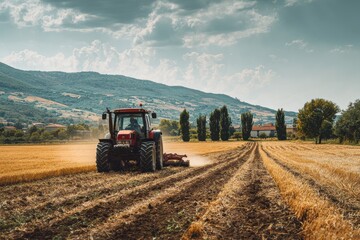 Obraz premium Tractor in a field