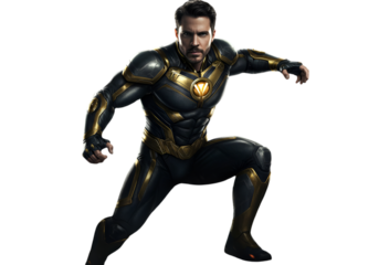 Heroic Figure in Armor Posing Against Transparent Background Photo