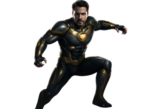 Heroic Figure in Armor Posing Against Transparent Background Photo