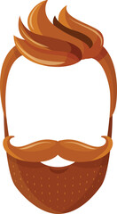 a vector illustration of a brown hairstyle and long beard for mens