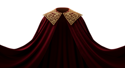 Elegant Red Cape With Gold Collar Isolated On Transparent Background 3d Illustration