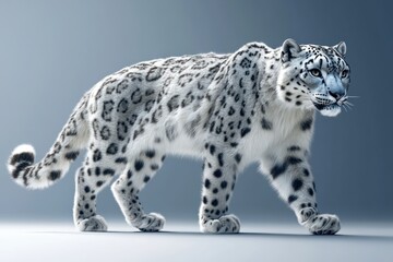 Obraz premium Snow leopard walking gracefully with piercing eyes