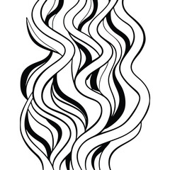 Black and white abstract wavy lines pattern on white background organic