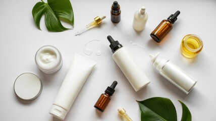 Natural skincare products flatlay beauty and wellness concept