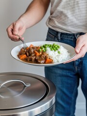 Beef stew with rice and peas home cooking comfort food dinner
