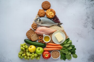 Healthy eating pyramid balanced diet food groups nutrition