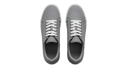 Grey Sneakers Top View Isolated On Transparent Background Fashion Sport Footwear