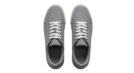 Grey Sneakers Top View Isolated On Transparent Background Fashion Sport Footwear