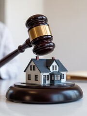 Real estate auction gavel house foreclosure property concept