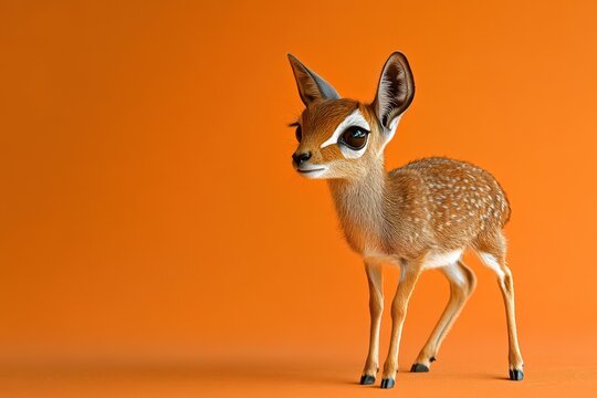 Tiny dik-dik antelope standing alert and graceful