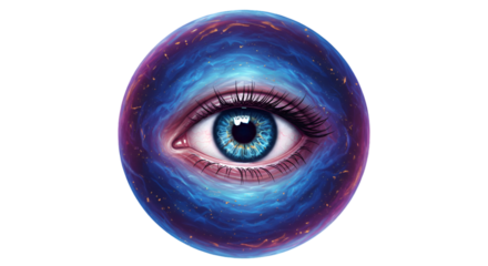 Illustration Of A Cosmic Eye In Galaxy Sphere Detailed Blue Color Illustration