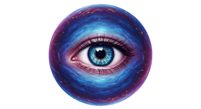 Illustration Of A Cosmic Eye In Galaxy Sphere Detailed Blue Color Illustration