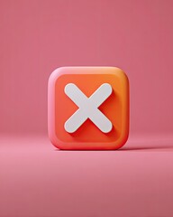 Obraz premium 3D rendered orange square button with a white X