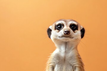 Tiny meerkat standing upright with curious gaze