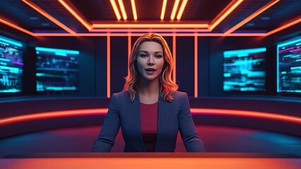 Businesswoman Tech Control Room. - Powered by Adobe