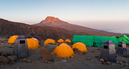 Camping Tents Sunset Mount Kilimanjaro