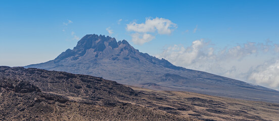 Majestic mount mawenzi dominating the african landscape in tanzania.