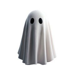 Cute friendly 3D rendered ghost on transparent background, Ideal for a happy Halloween banner or party invitation theme.