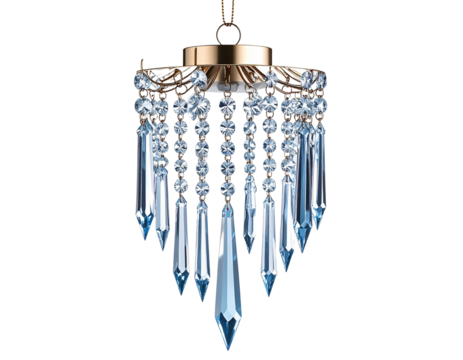  Icicle-Shaped Crystal Christmas Ornament with Blue Glow, isolated on transparent background PNG (2)