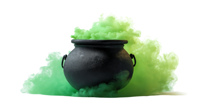 Bubbling Halloween Cauldron, Spooky and Mysterious Potion Brewing, Iconic Halloween Decoration, PNG