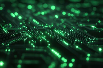 Modern green glowing circuitry digital abstract background
