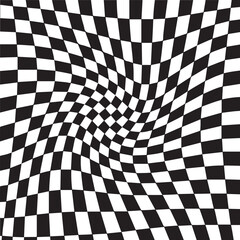 Distorted checkerboard pattern optical illusion isolated on white background