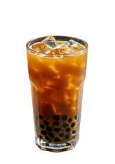 Iced Bubble Tea Photo Isolated On Black Transparent Background Beverage Closeup