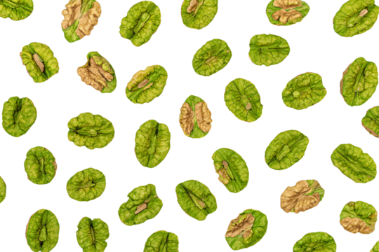 a bunch of walnuts that are on a white surface