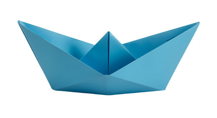 Isolated Blue Origami Boat Illustration On Transparent Background