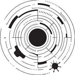 Abstract circular sci fi hud element isolated on white background