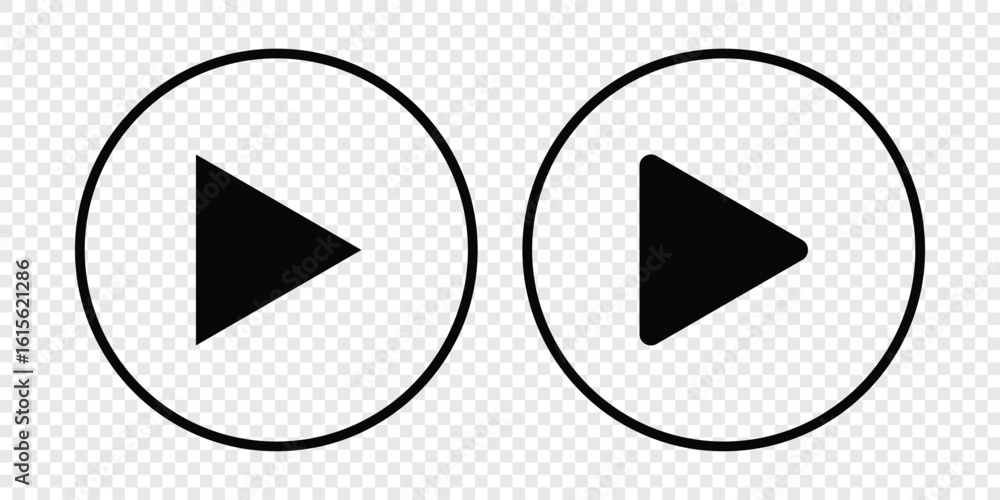 Aufkleber play button icon set on transparent background png. media player ui icons. start symbol, web media i