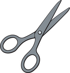 Sharp metal cutting scissors with black handles isolated on a white background
