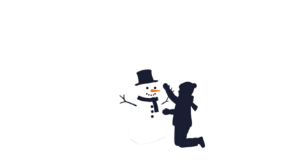 Illustration Of A Silhouette Person Touching A Snowman With Black Background