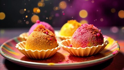 AI Generative Traditional festive Indian pastries for the Holi Festival of Colors