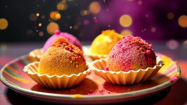 AI Generative Traditional festive Indian pastries for the Holi Festival of Colors
