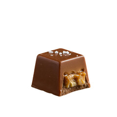 Isolated Chocolate Cube With Caramel and Sea Salt A Delicious Dessert Illustration