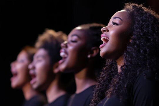 Diverse choir singing in harmony with passion