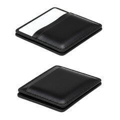 Isolated Black Leather Wallet Product Photo with Transparent Background