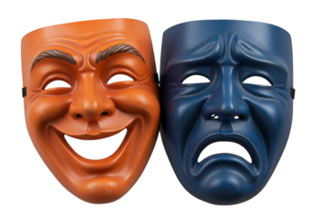 Illustration Of Happy And Sad Theatre Masks On Transparent Background