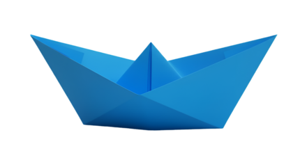 Isolated Blue Origami Paper Boat on a Black Background Illustration