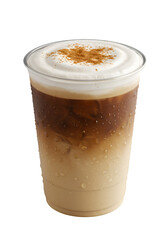 Iced Coffee Drink In Transparent Cup Isolated on Black Background