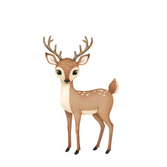 Isolated Cartoon Deer Illustration With Brown Antlers And Transparent Background