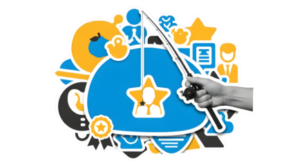 Attracting Talent: Fishing Rod Illustration for Business Success and Recruitment Strategies