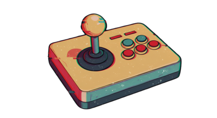 Isolated Digital Illustration Of A Retro Joystick Control On Black Background