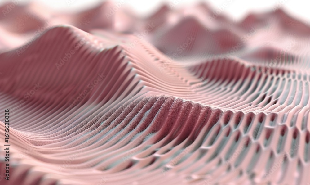 Poster textured organic surface macro view with layered ridges and peaks soft colors