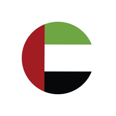 United Arab Emirates round flag button , vector isolated on transparent background
