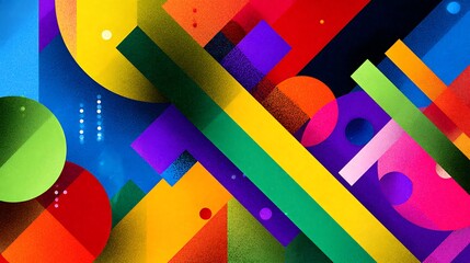 Multi-color geometric layout with strong visual impact 