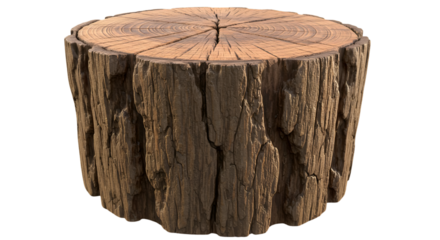 Isolated 3D Realistic Illustration of a Wood Log Section on Transparent Background