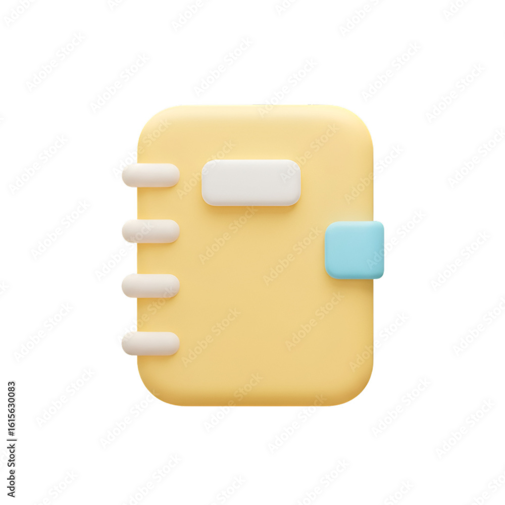 Poster isolated 3d render of a yellow notebook planner icon on transparent background