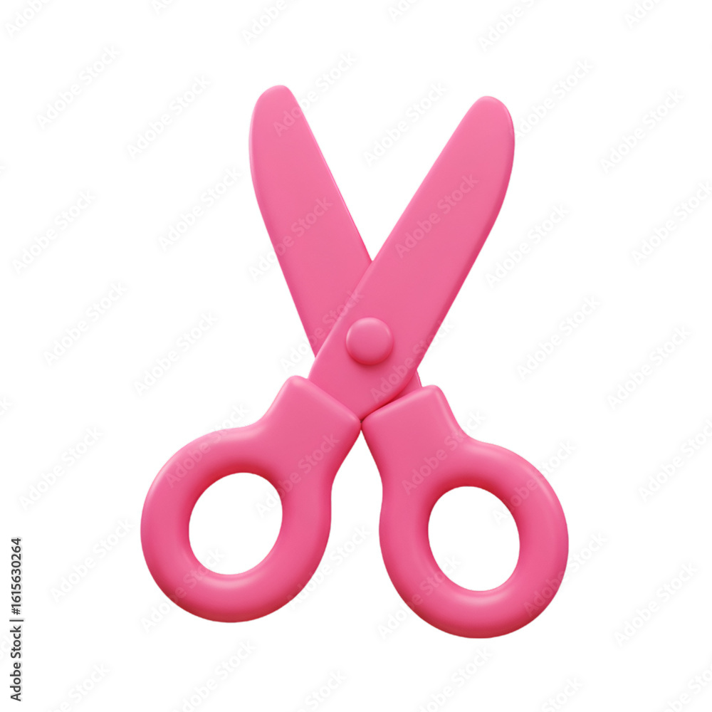 Aufkleber isolated 3d render of pink scissors against transparent background